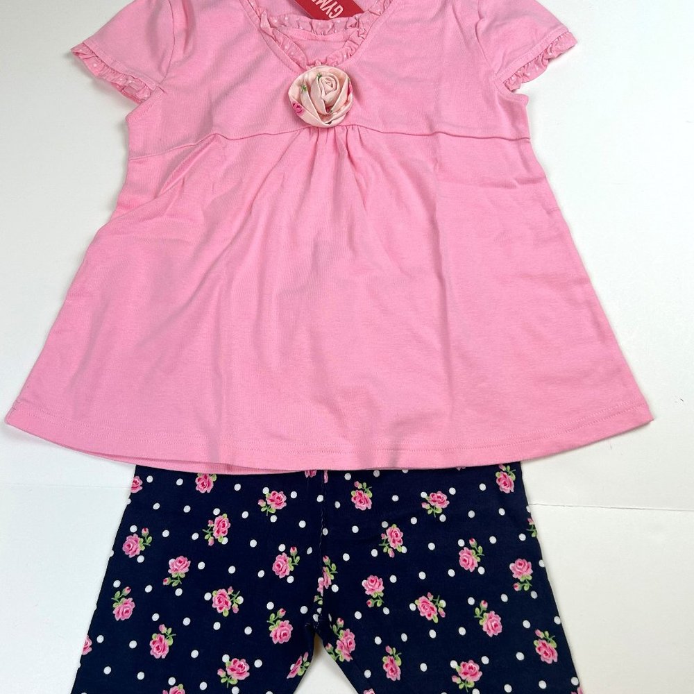 NWT Gymboree Girl Rose Print Bike Short & Rose Corsage A-Line Top Size 9
